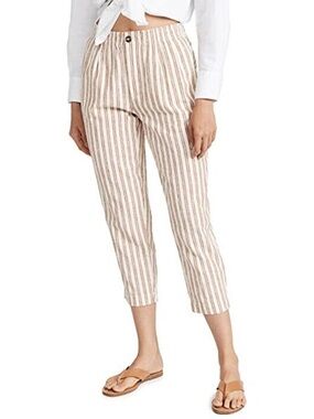 Madewell Striped Linen Blend Ankle Pants Sz Large